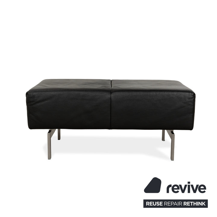 Rolf Benz 318 Linea Leder 1x Dreisitzer 1x Hocker 1x Sessel Schwarz Sofa Couch