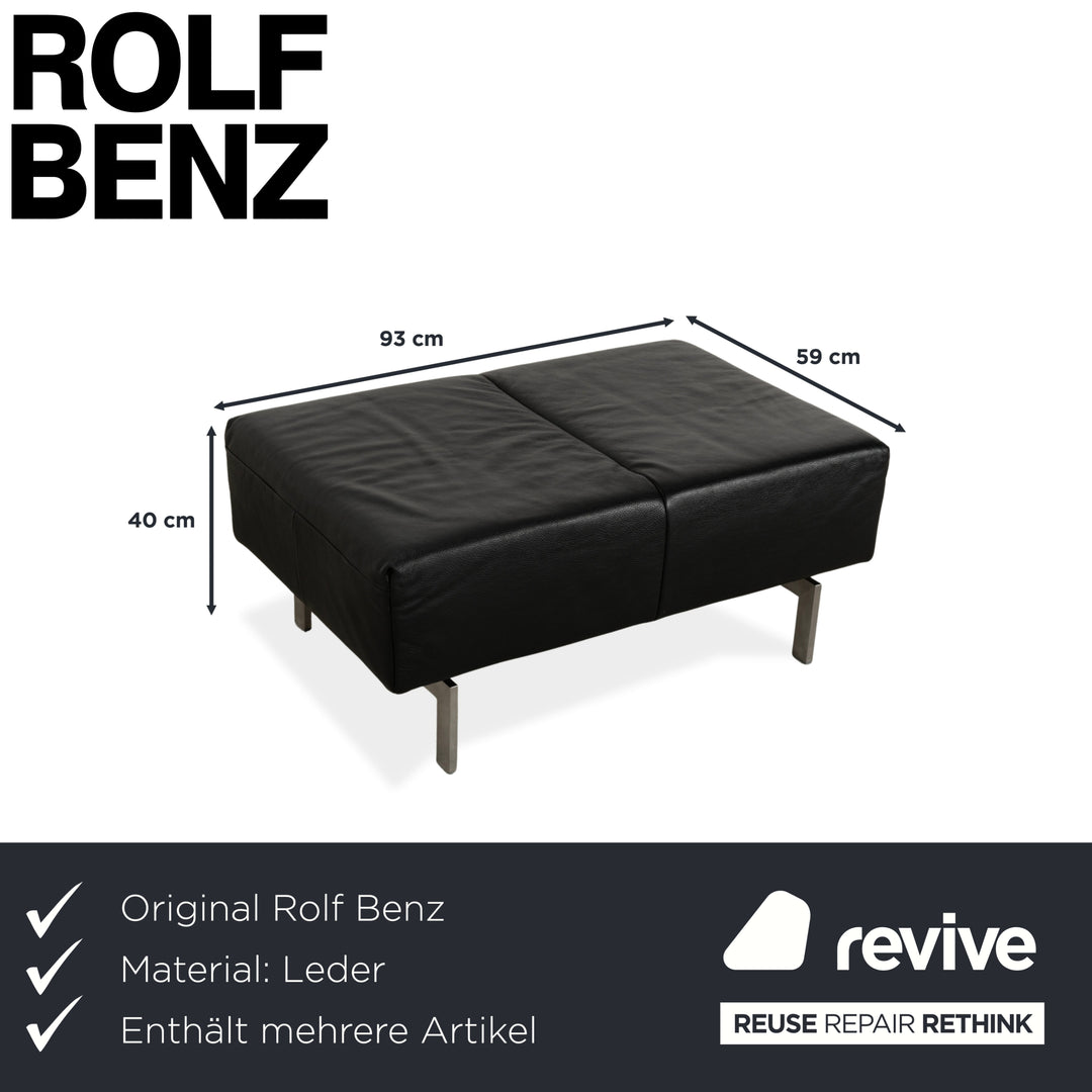 Rolf Benz 318 Linea Leder 1x Dreisitzer 1x Hocker 1x Sessel Schwarz Sofa Couch
