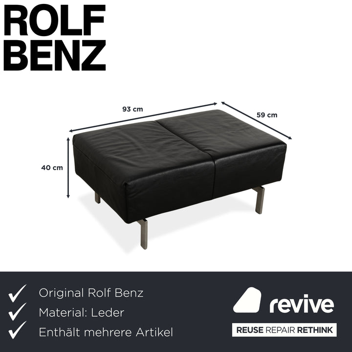 Rolf Benz 318 Linea Leder 1x Dreisitzer 1x Hocker 1x Sessel Schwarz Sofa Couch
