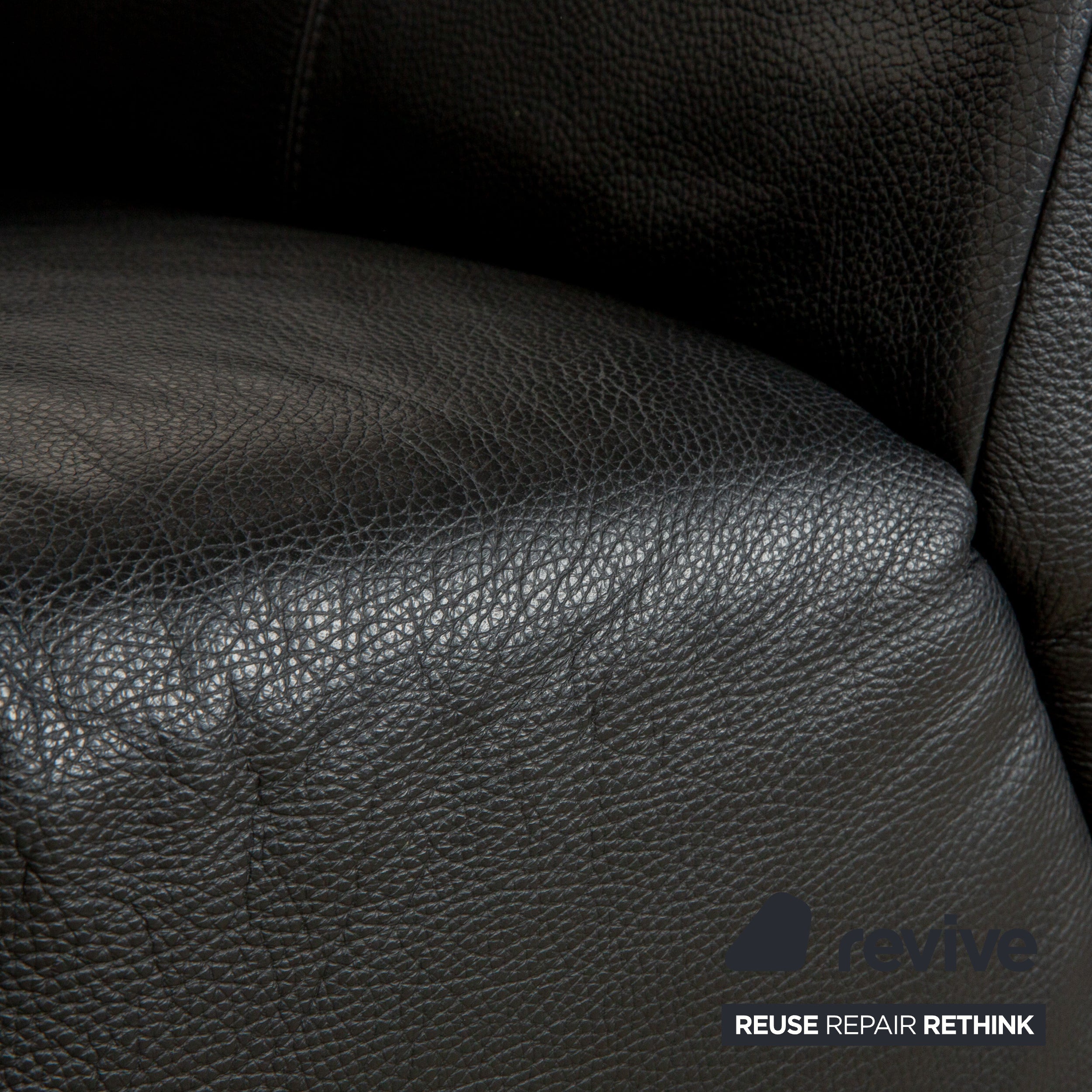 Rolf Benz 318 Linea Cuir 1x Trois places 1x Tabouret 1x Fauteuil Canapé Noir