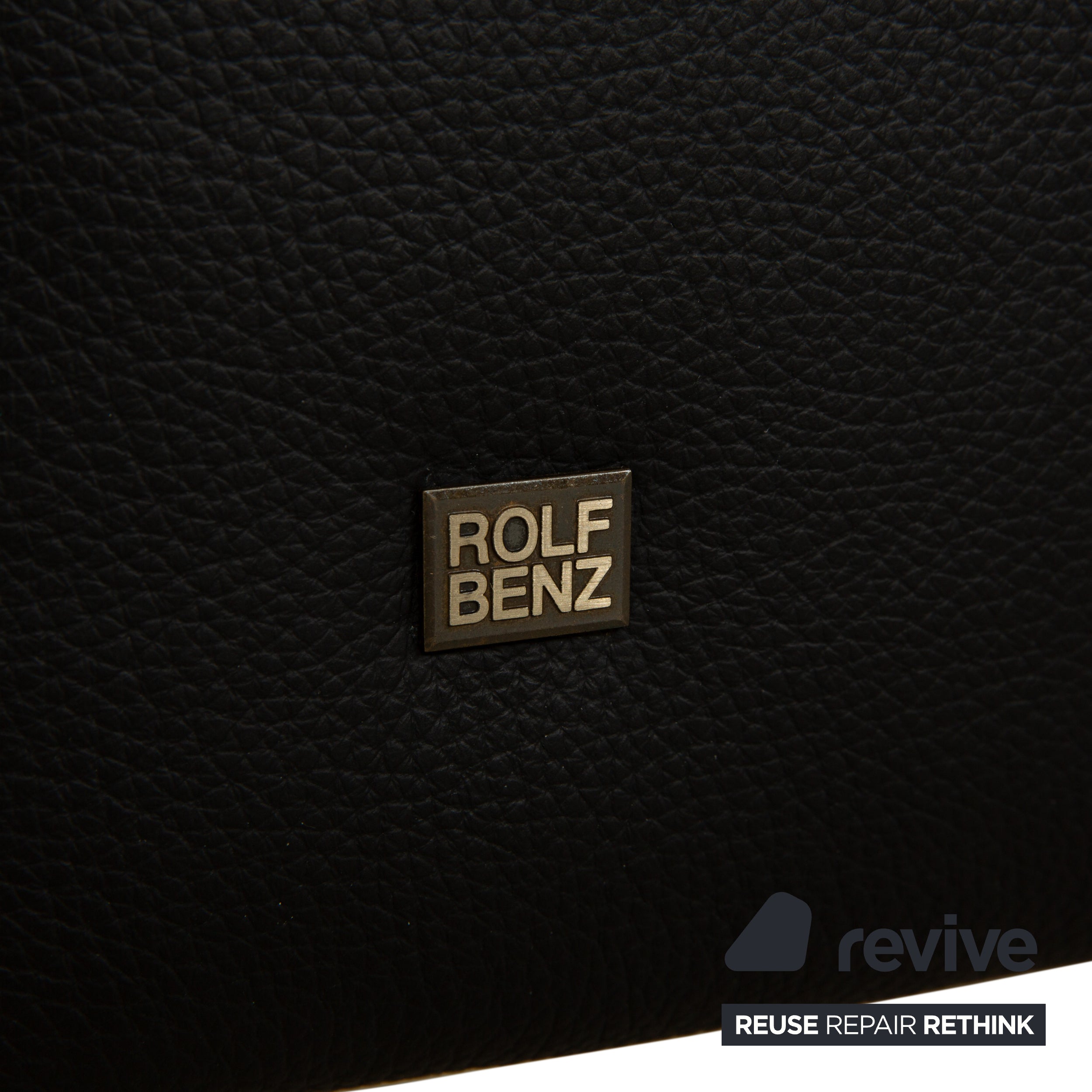Rolf Benz 318 Linea Cuir 1x Trois places 1x Tabouret 1x Fauteuil Canapé Noir