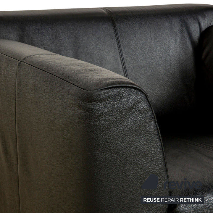 Rolf Benz 318 Linea Leder 1x Dreisitzer 1x Hocker 1x Sessel Schwarz Sofa Couch