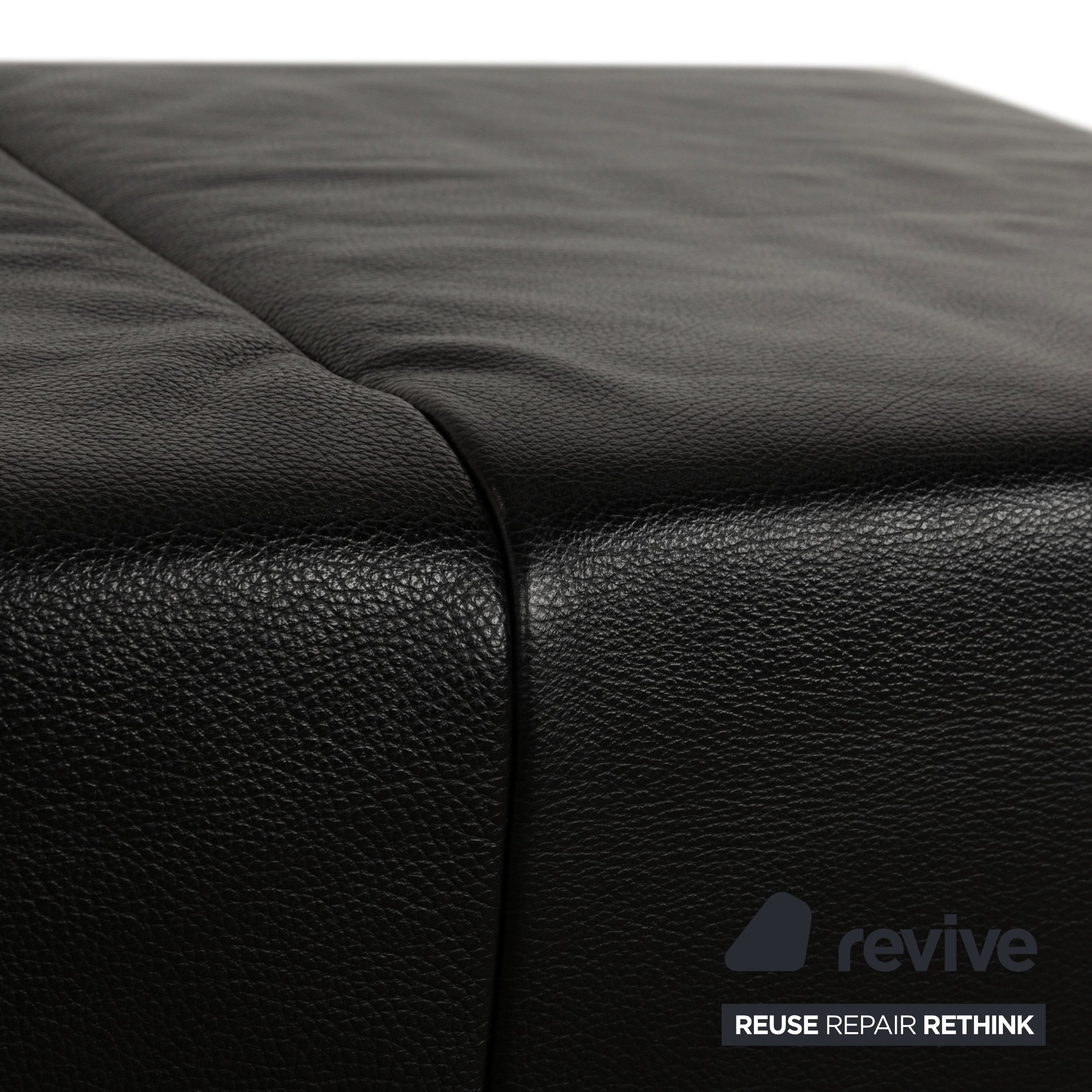 Rolf Benz 318 Linea Cuir 1x Trois places 1x Tabouret 1x Fauteuil Canapé Noir