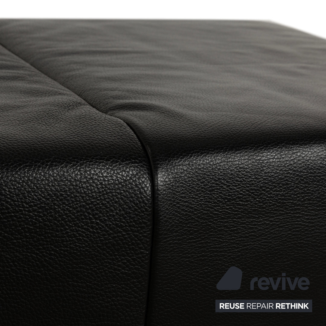 Rolf Benz 318 Linea Leder 1x Dreisitzer 1x Hocker 1x Sessel Schwarz Sofa Couch