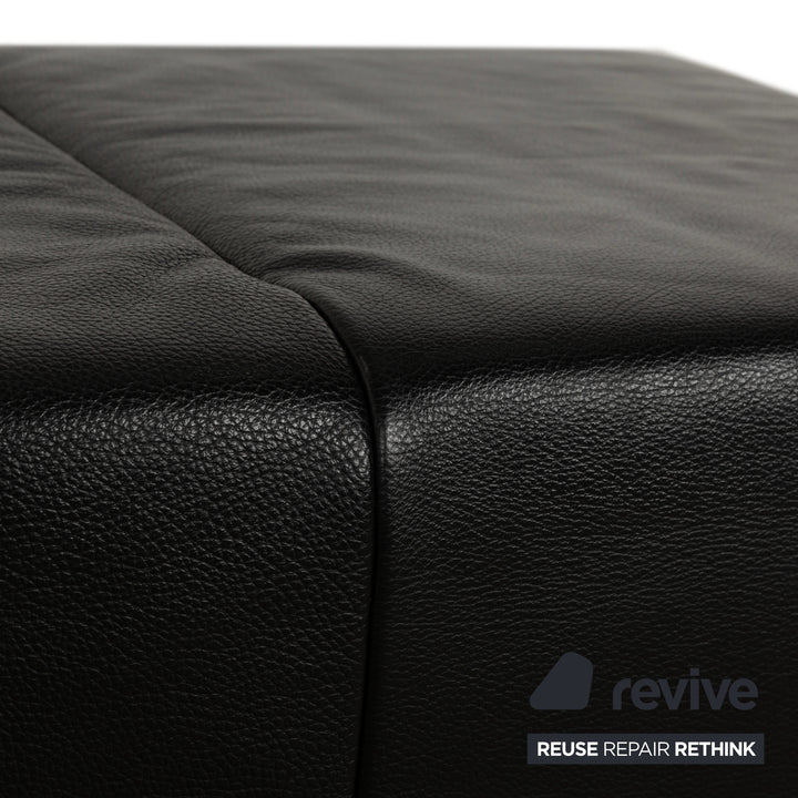 Rolf Benz 318 Linea Leder 1x Dreisitzer 1x Hocker 1x Sessel Schwarz Sofa Couch