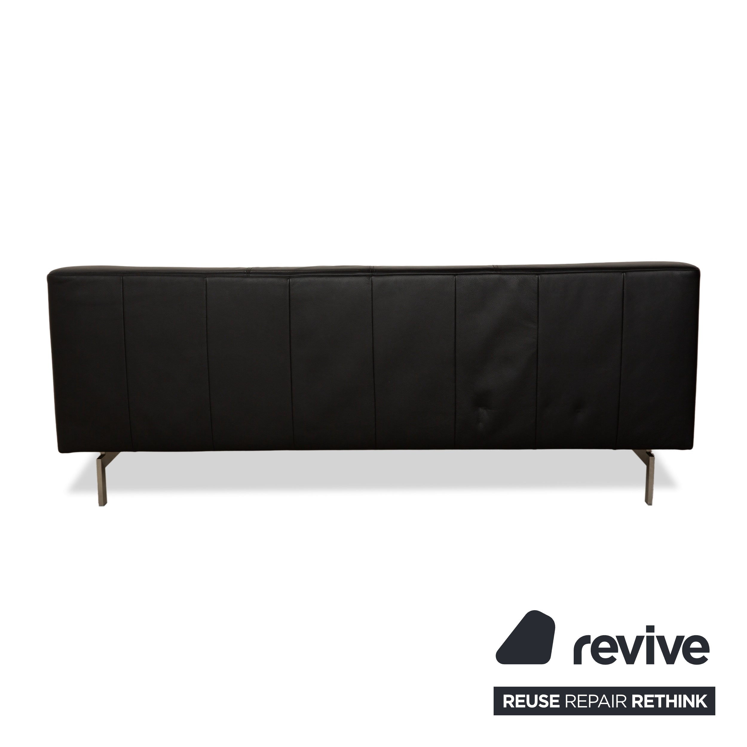 Rolf Benz 318 Linea Cuir 1x Trois places 1x Tabouret 1x Fauteuil Canapé Noir