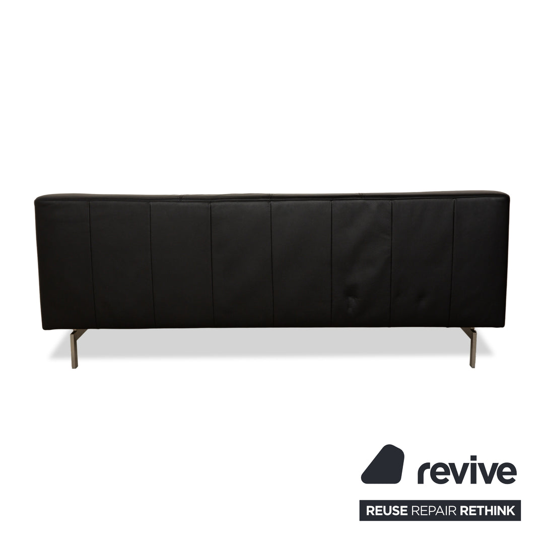 Rolf Benz 318 Linea Leder 1x Dreisitzer 1x Hocker 1x Sessel Schwarz Sofa Couch