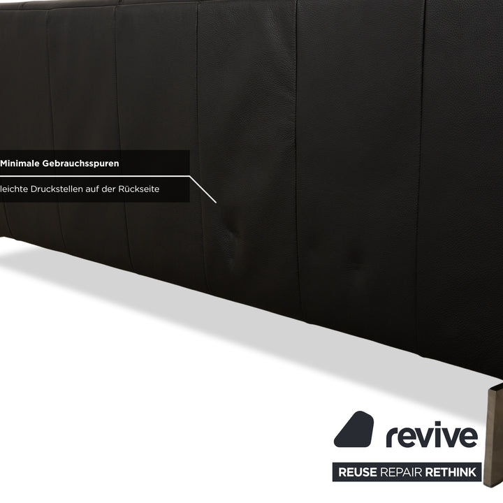 Rolf Benz 318 Linea Leder 1x Dreisitzer 1x Hocker 1x Sessel Schwarz Sofa Couch
