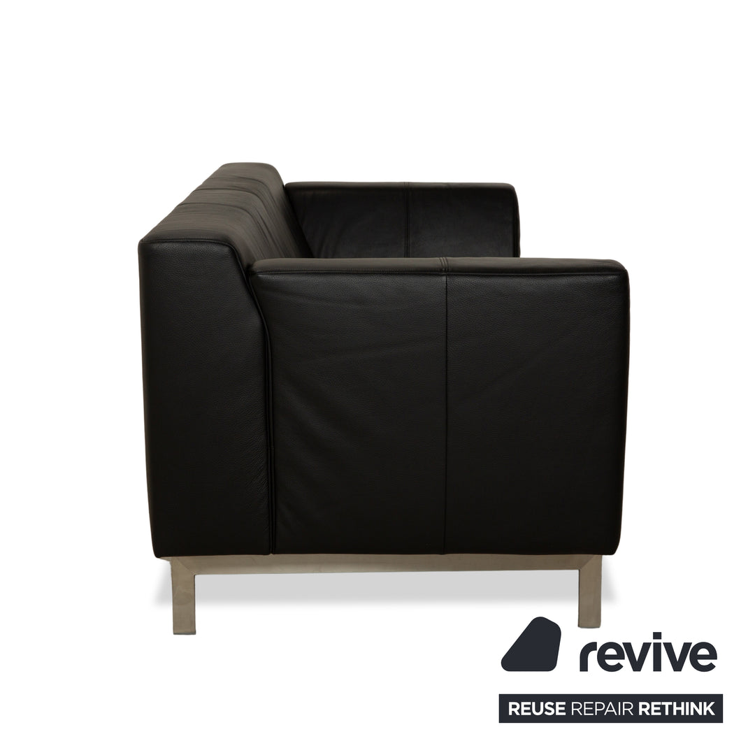 Canapé trois places en cuir noir Rolf Benz 318 Linea