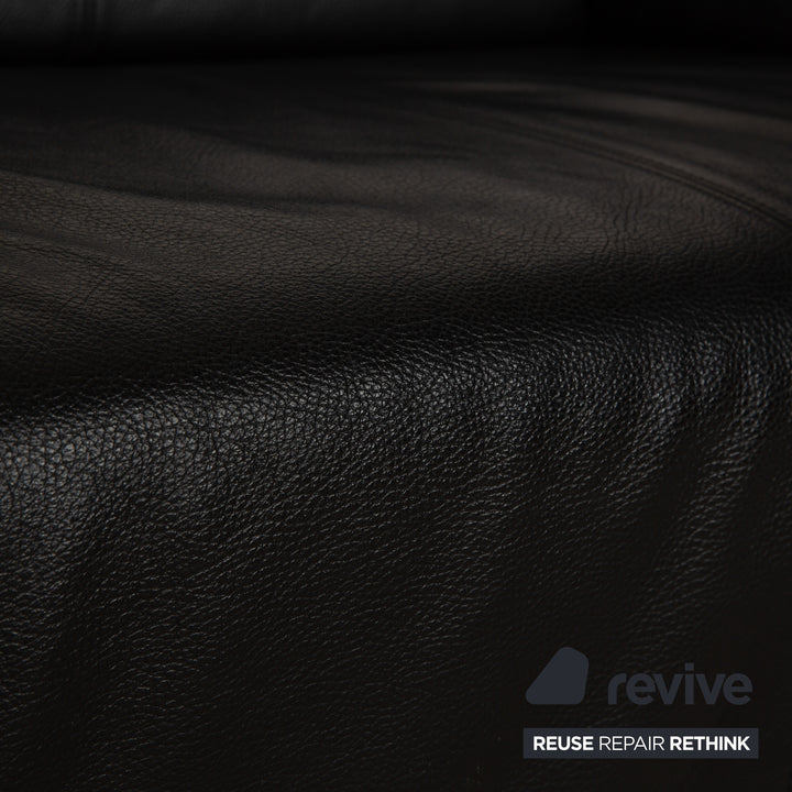 Canapé trois places en cuir noir Rolf Benz 318 Linea