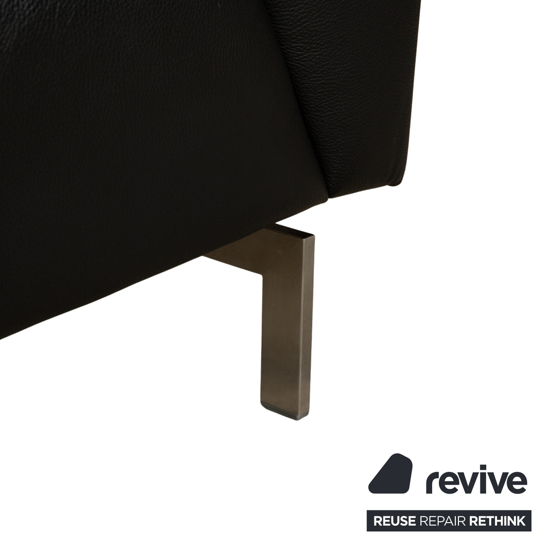 Canapé trois places en cuir noir Rolf Benz 318 Linea