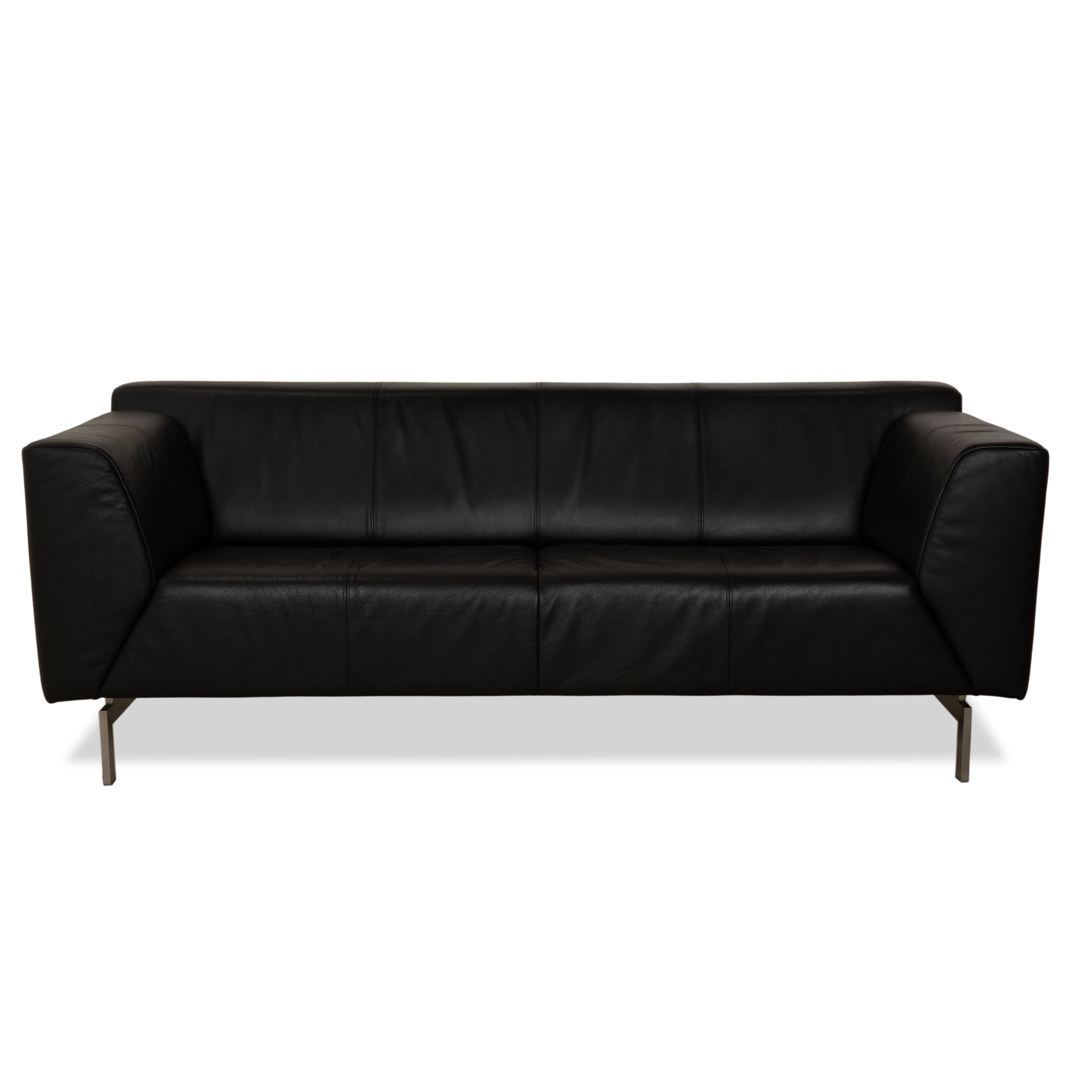 Canapé trois places en cuir noir Rolf Benz 318 Linea