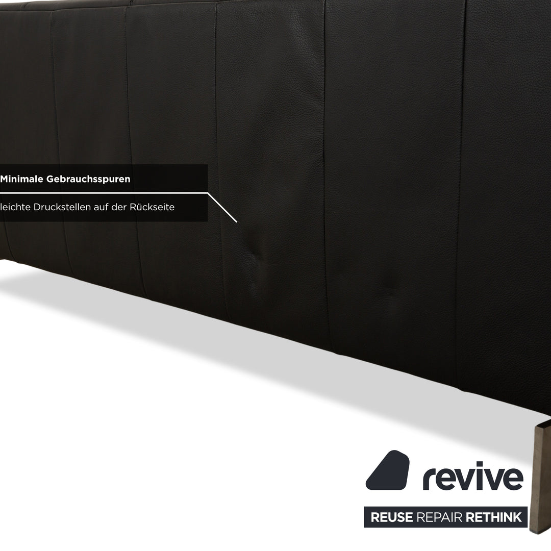 Canapé trois places en cuir noir Rolf Benz 318 Linea