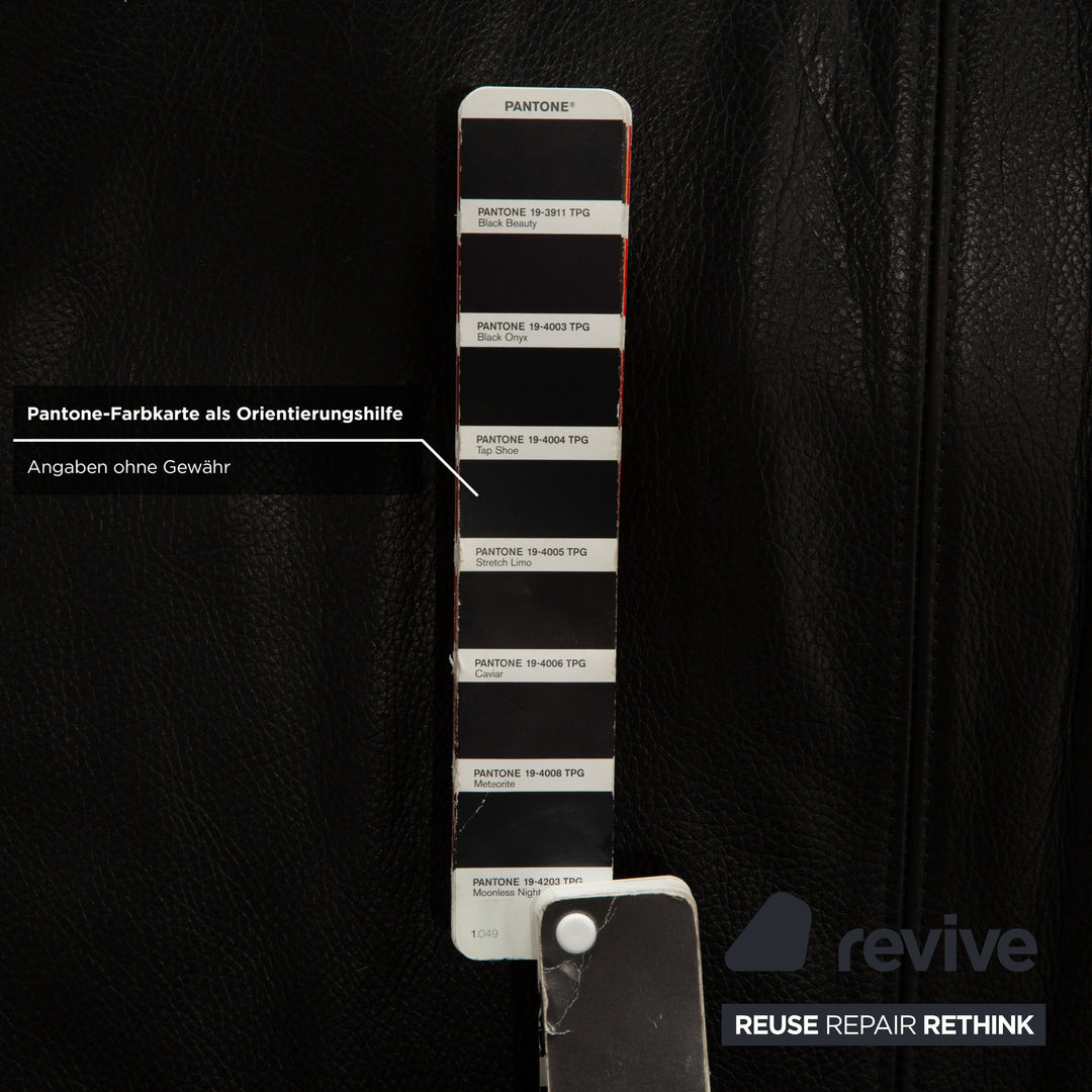 Canapé trois places en cuir noir Rolf Benz 318 Linea