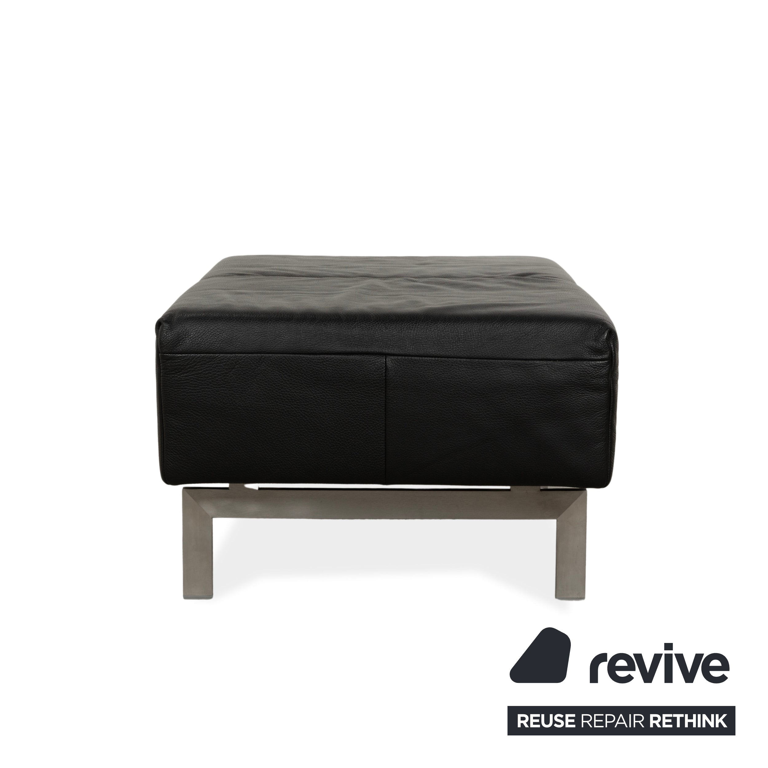 Tabouret en cuir noir Rolf Benz 318 Linea