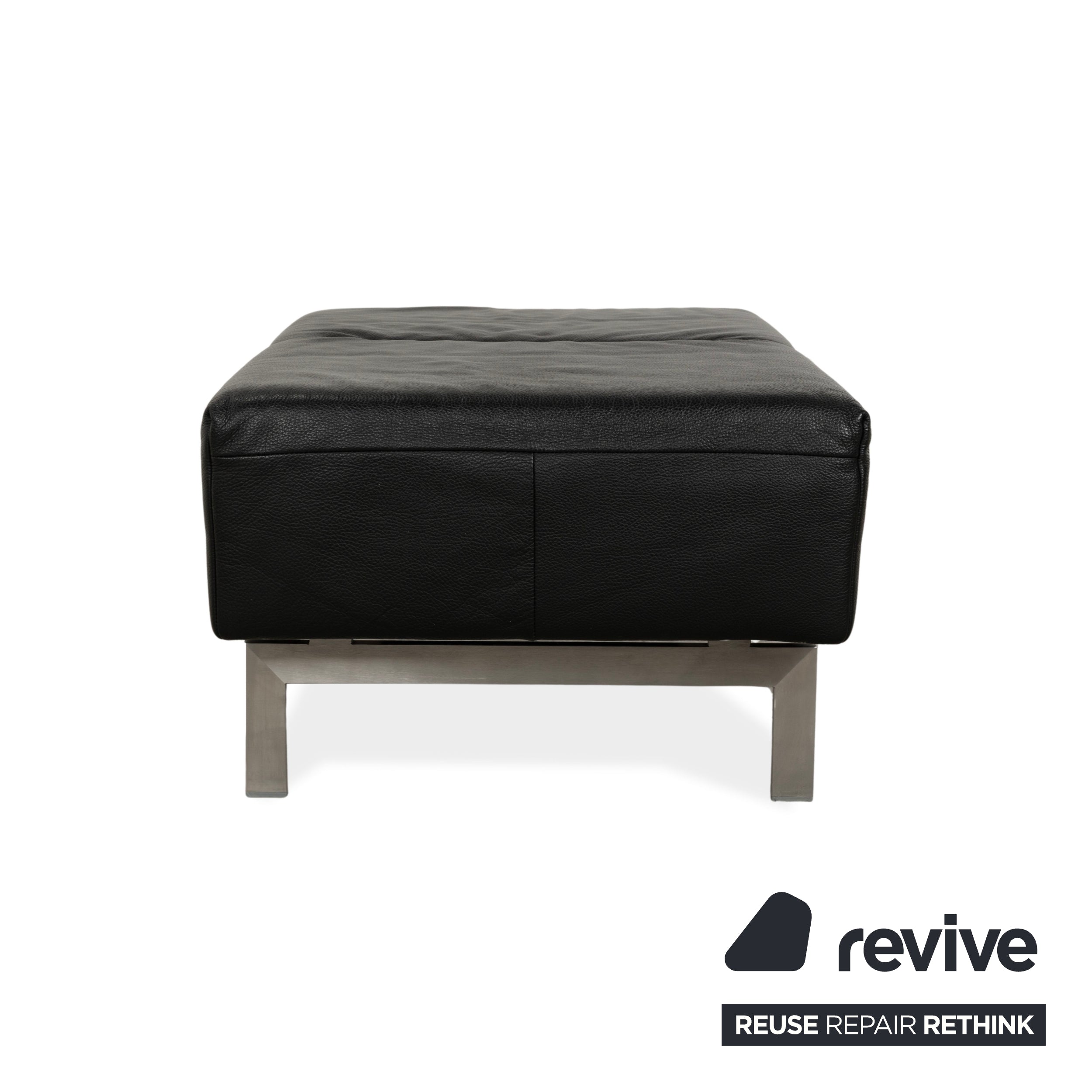 Tabouret en cuir noir Rolf Benz 318 Linea