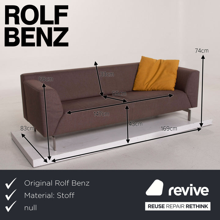 Rolf Benz 318 Linea fabric sofa set gray 1x three-seater 1x two-seater #15457
