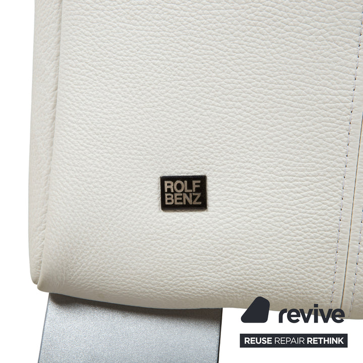Rolf Benz 322 Canapé Trois Places Cuir Blanc Crème