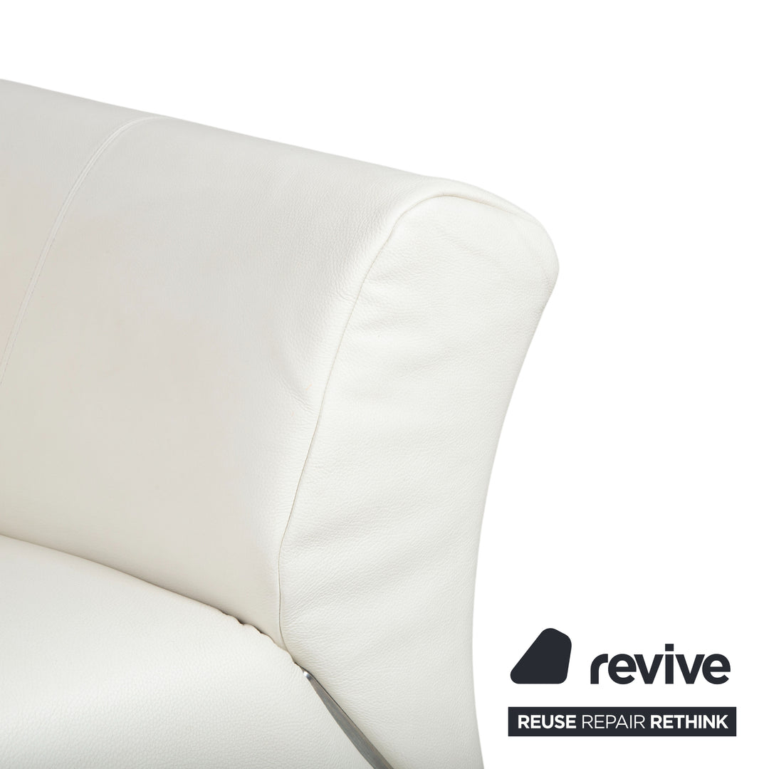 Rolf Benz 322 Canapé Trois Places Cuir Blanc Crème