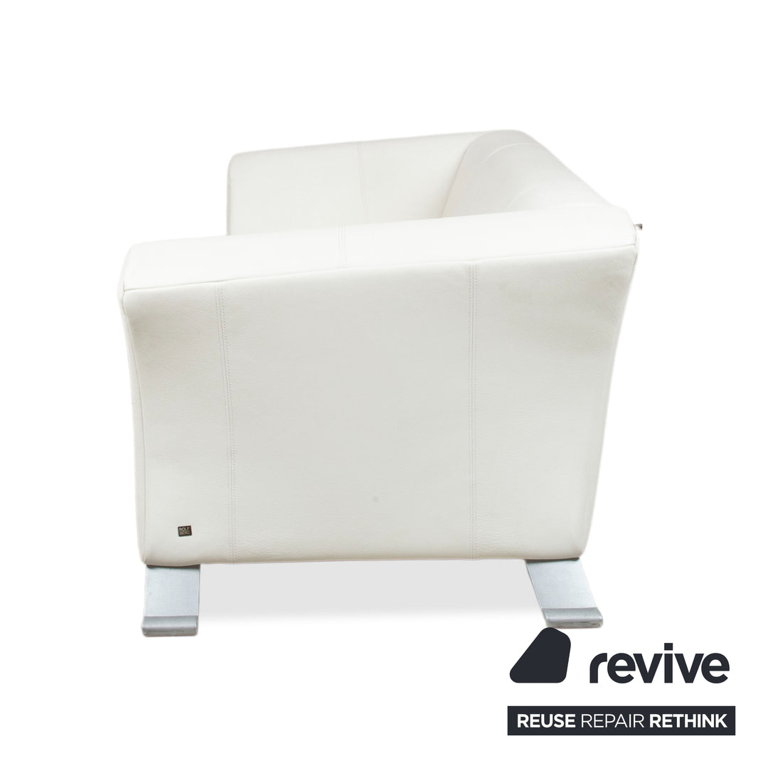 Rolf Benz 322 Canapé Trois Places Cuir Blanc Crème