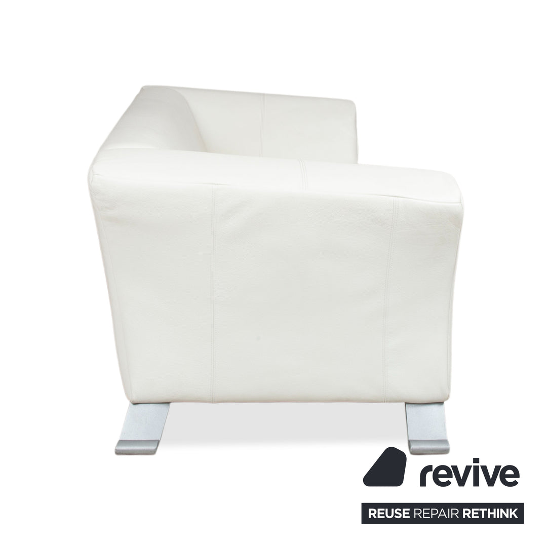 Rolf Benz 322 Canapé Trois Places Cuir Blanc Crème