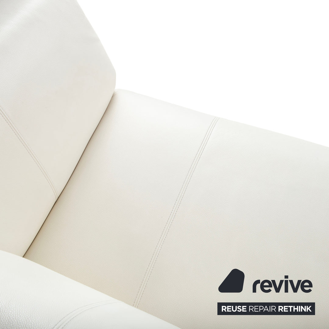 Rolf Benz 322 Canapé Trois Places Cuir Blanc Crème