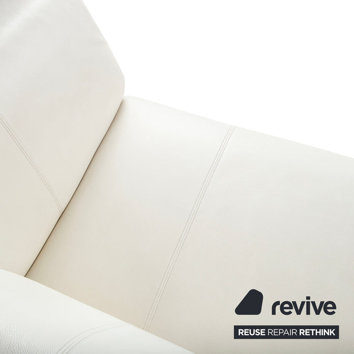Rolf Benz 322 Canapé Trois Places Cuir Blanc Crème