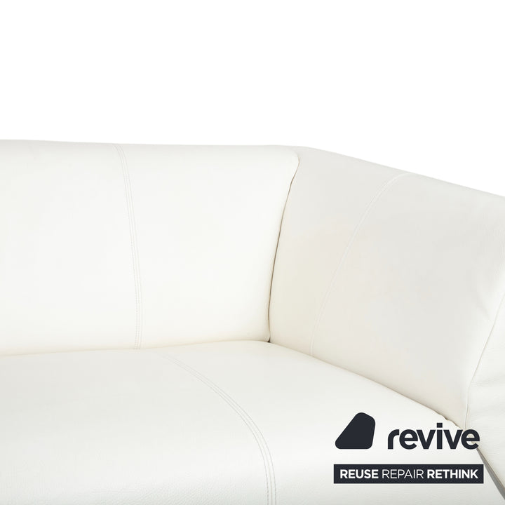 Rolf Benz 322 Canapé Trois Places Cuir Blanc Crème