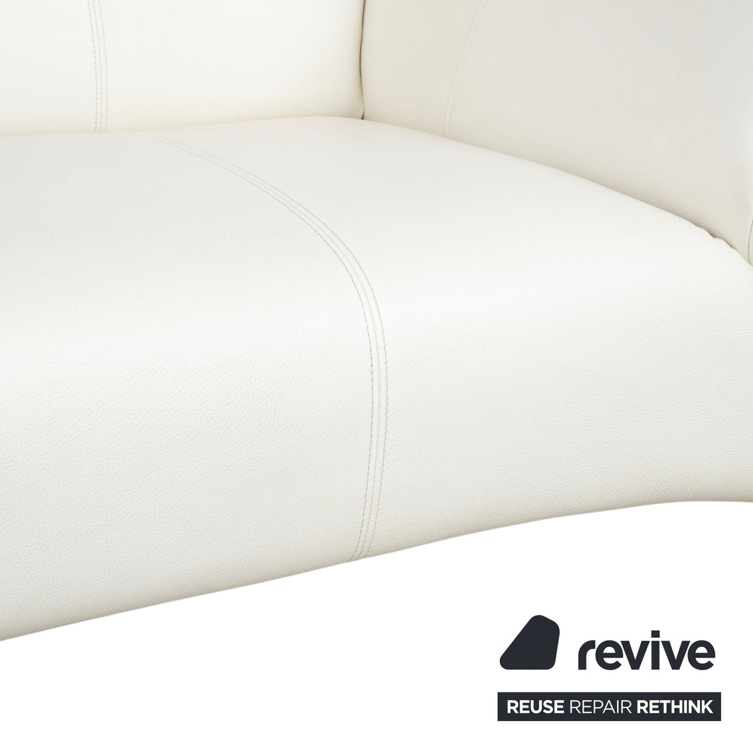 Rolf Benz 322 Canapé Trois Places Cuir Blanc Crème