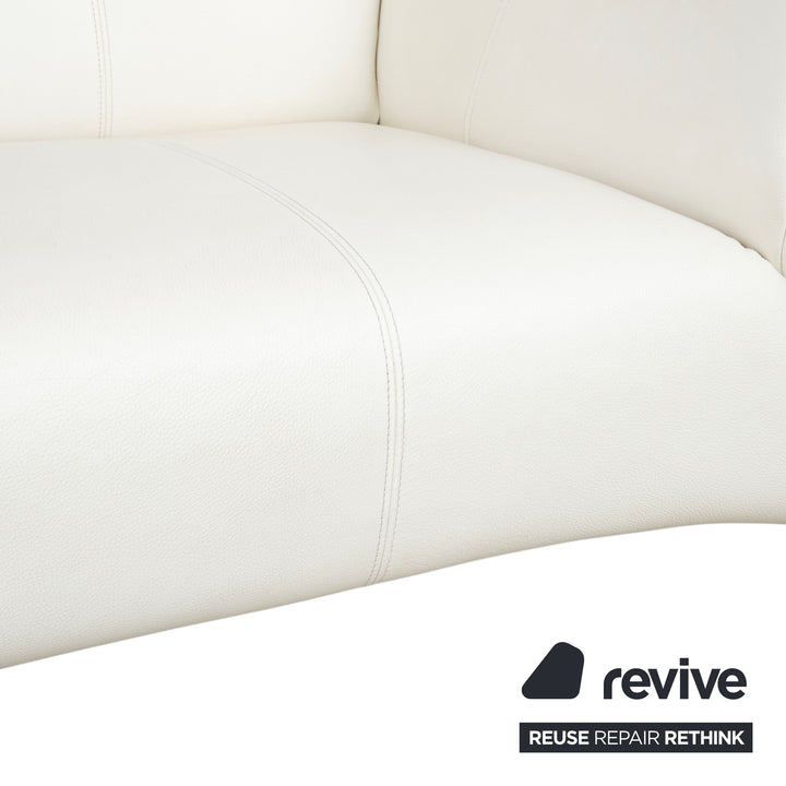 Rolf Benz 322 Canapé Trois Places Cuir Blanc Crème