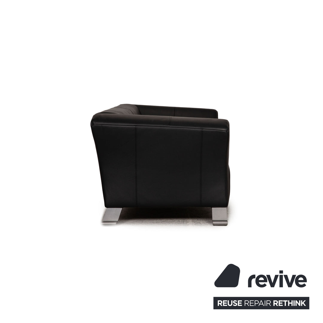Rolf Benz 322 three-seater leather sofa black couch