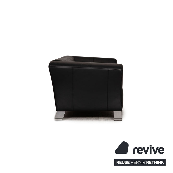 Rolf Benz 322 three-seater leather sofa black couch