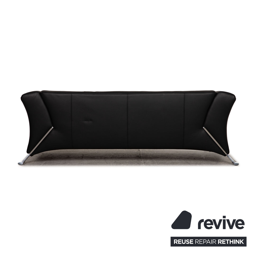 Rolf Benz 322 three-seater leather sofa black couch