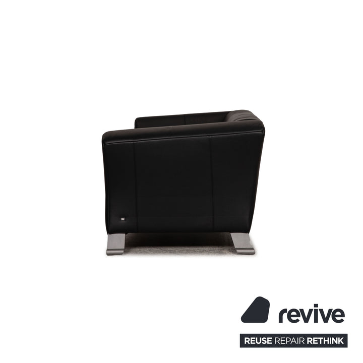 Rolf Benz 322 three-seater leather sofa black couch