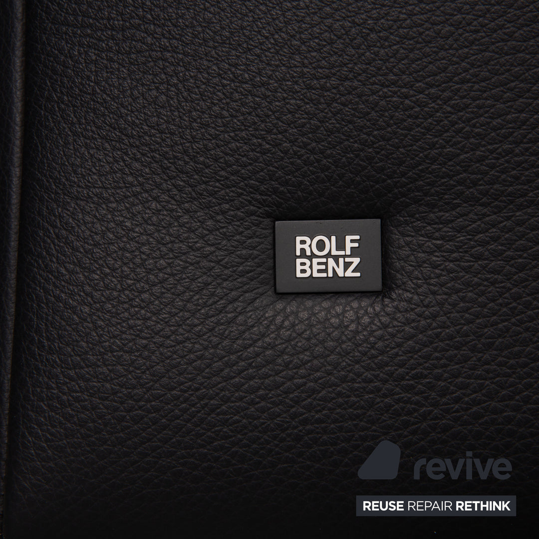 Rolf Benz 322 three-seater leather sofa black couch