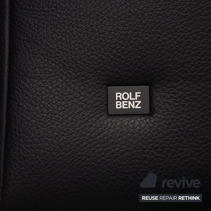 Rolf Benz 322 three-seater leather sofa black couch