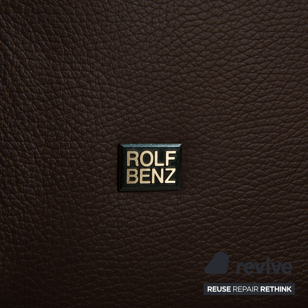 Fauteuil et tabouret trois places en cuir Rolf Benz 322, canapé marron