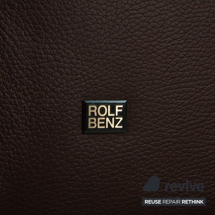 Fauteuil et tabouret trois places en cuir Rolf Benz 322, canapé marron
