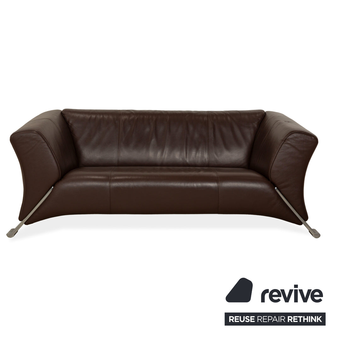 Rolf Benz 322 Garnitur Leder Dreisitzer Sessel und Hocker Braun Sofa Couch