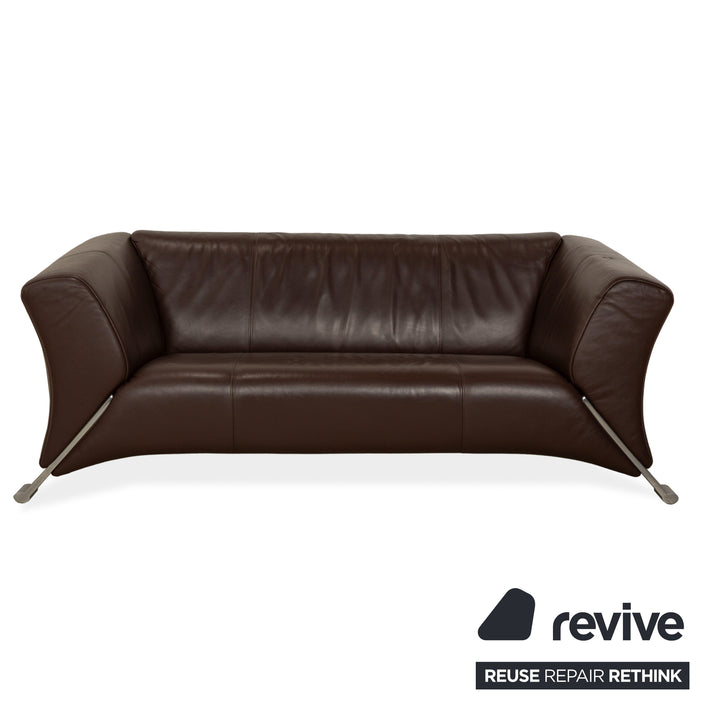 Fauteuil et tabouret trois places en cuir Rolf Benz 322, canapé marron