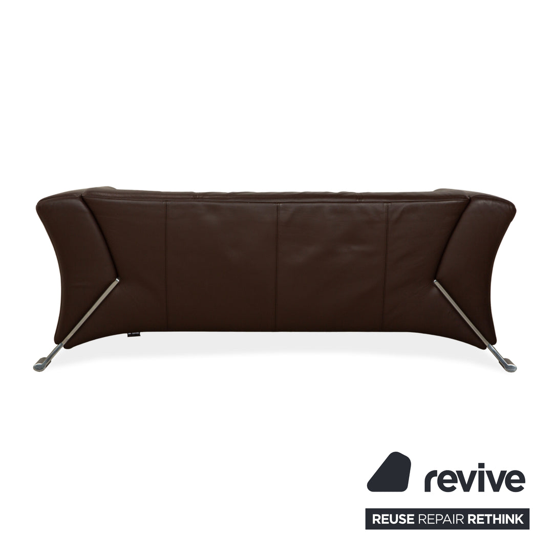 Fauteuil et tabouret trois places en cuir Rolf Benz 322, canapé marron