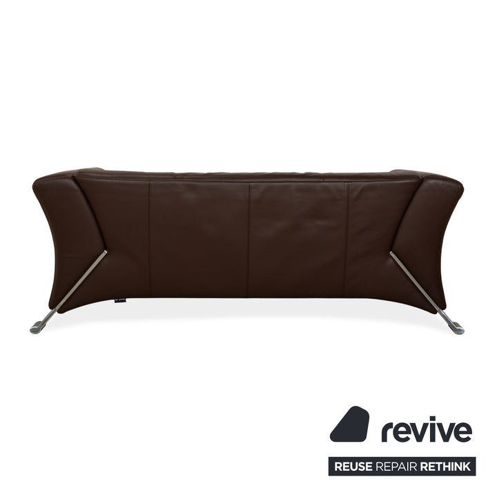 Fauteuil et tabouret trois places en cuir Rolf Benz 322, canapé marron