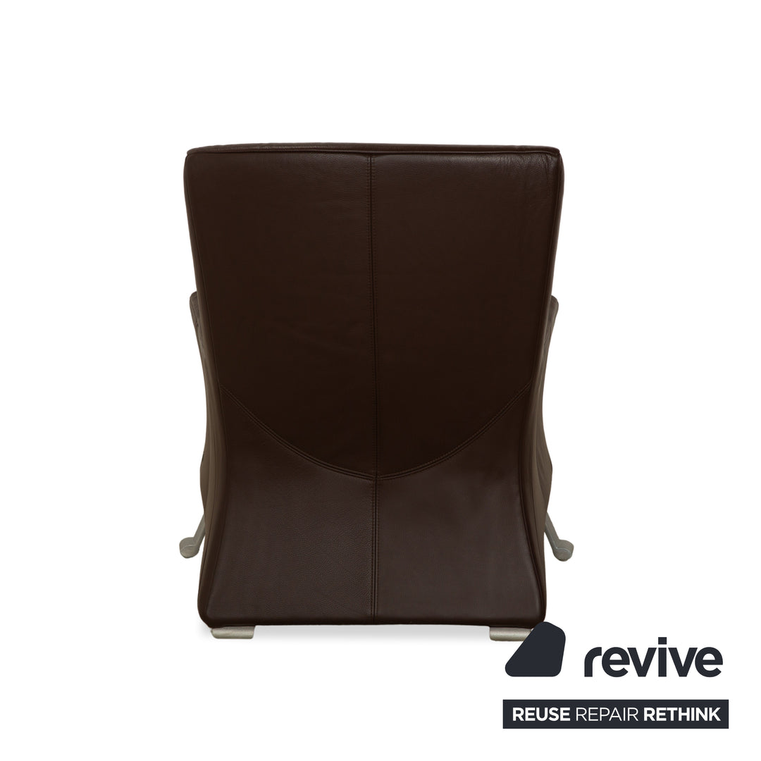 Fauteuil et tabouret trois places en cuir Rolf Benz 322, canapé marron