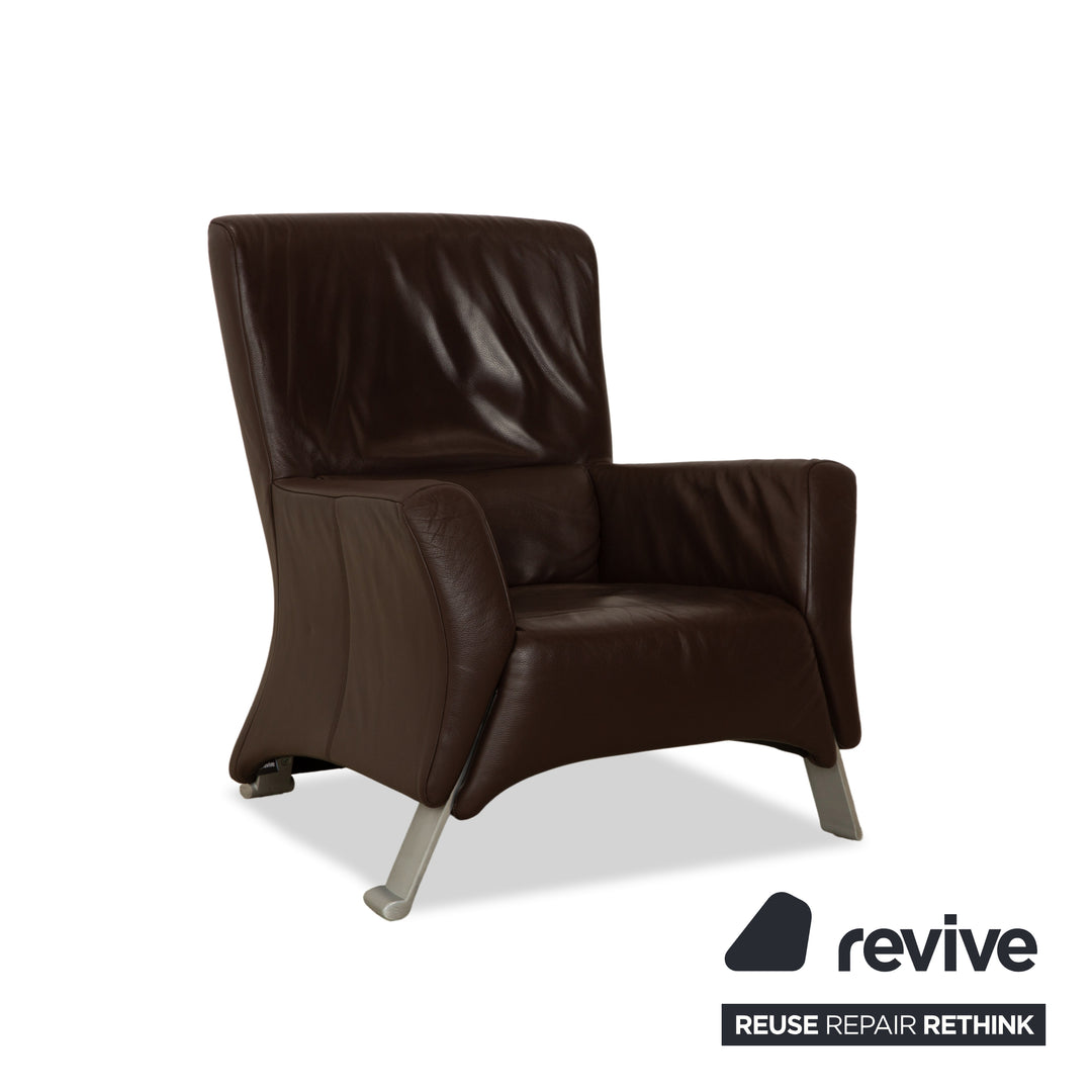 Fauteuil et tabouret trois places en cuir Rolf Benz 322, canapé marron