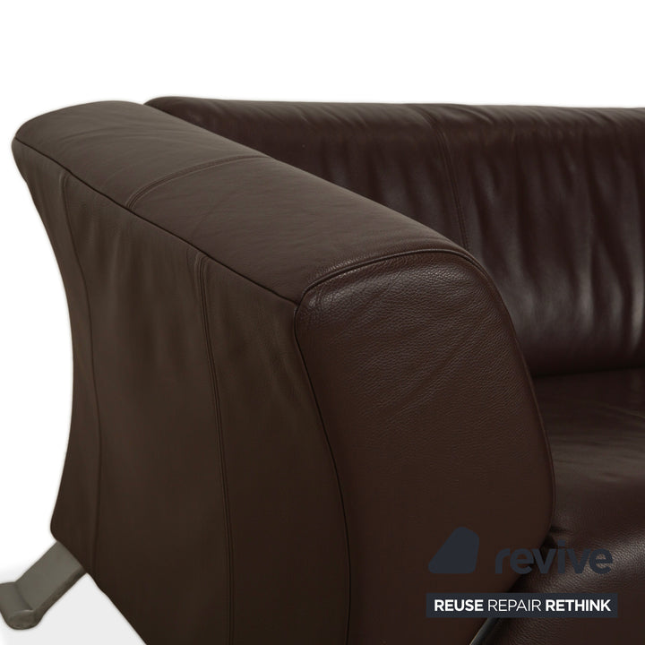 Fauteuil et tabouret trois places en cuir Rolf Benz 322, canapé marron