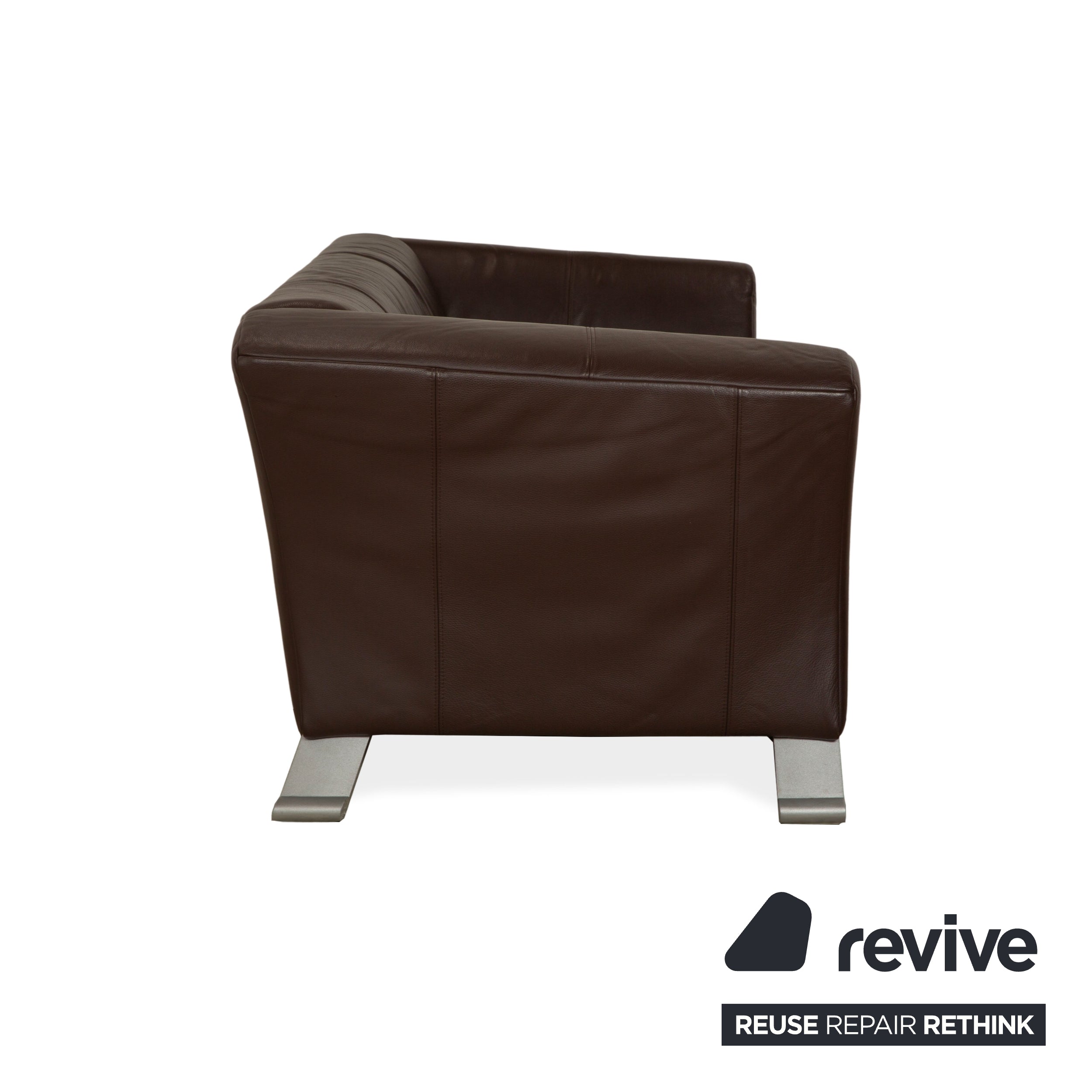 Fauteuil et tabouret trois places en cuir Rolf Benz 322, canapé marron