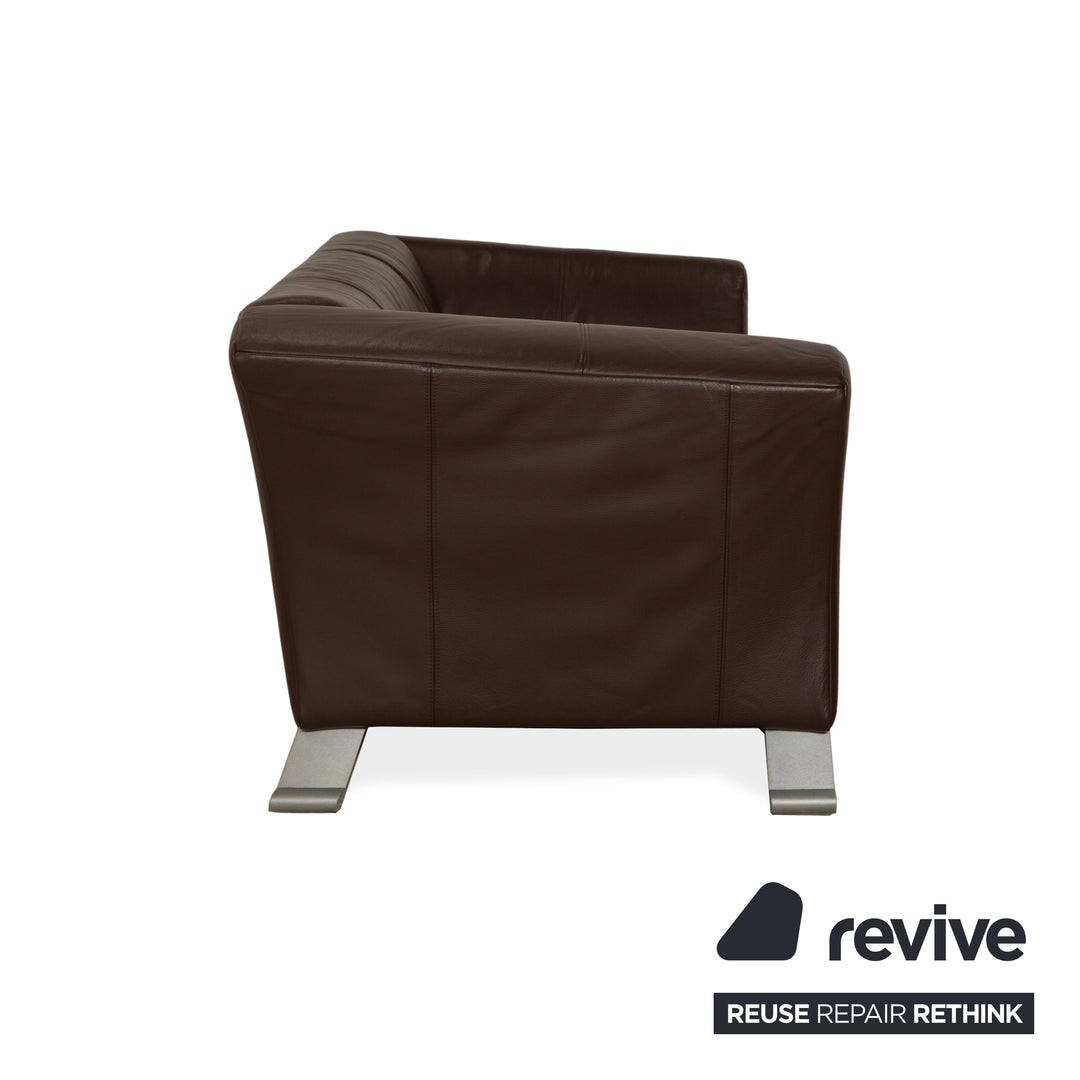 Fauteuil et tabouret trois places en cuir Rolf Benz 322, canapé marron