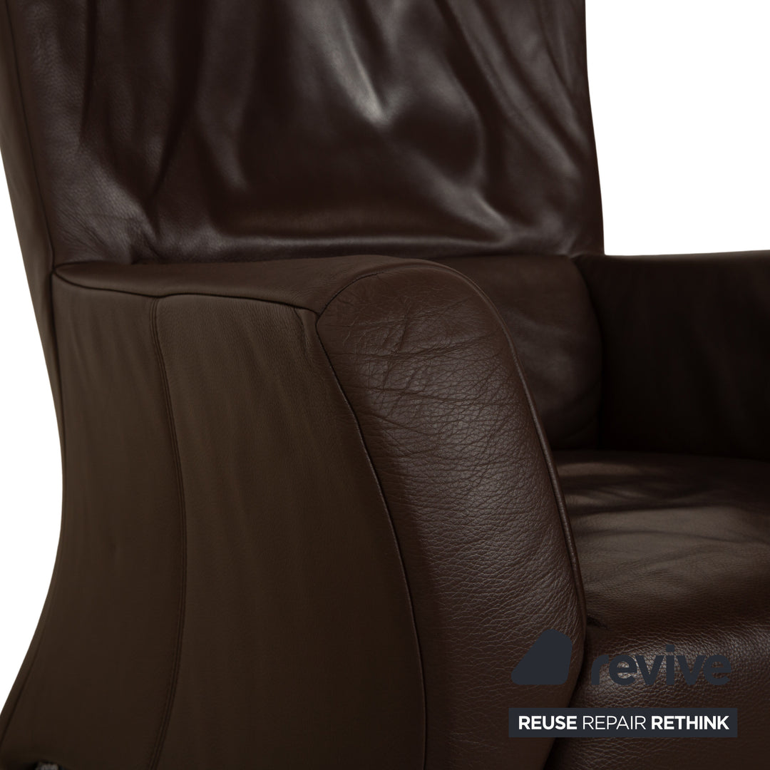 Fauteuil et tabouret trois places en cuir Rolf Benz 322, canapé marron