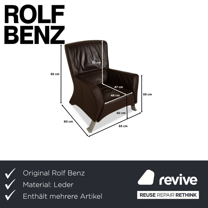 Fauteuil et tabouret trois places en cuir Rolf Benz 322, canapé marron