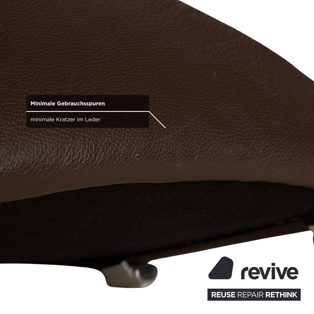 Fauteuil et tabouret trois places en cuir Rolf Benz 322, canapé marron